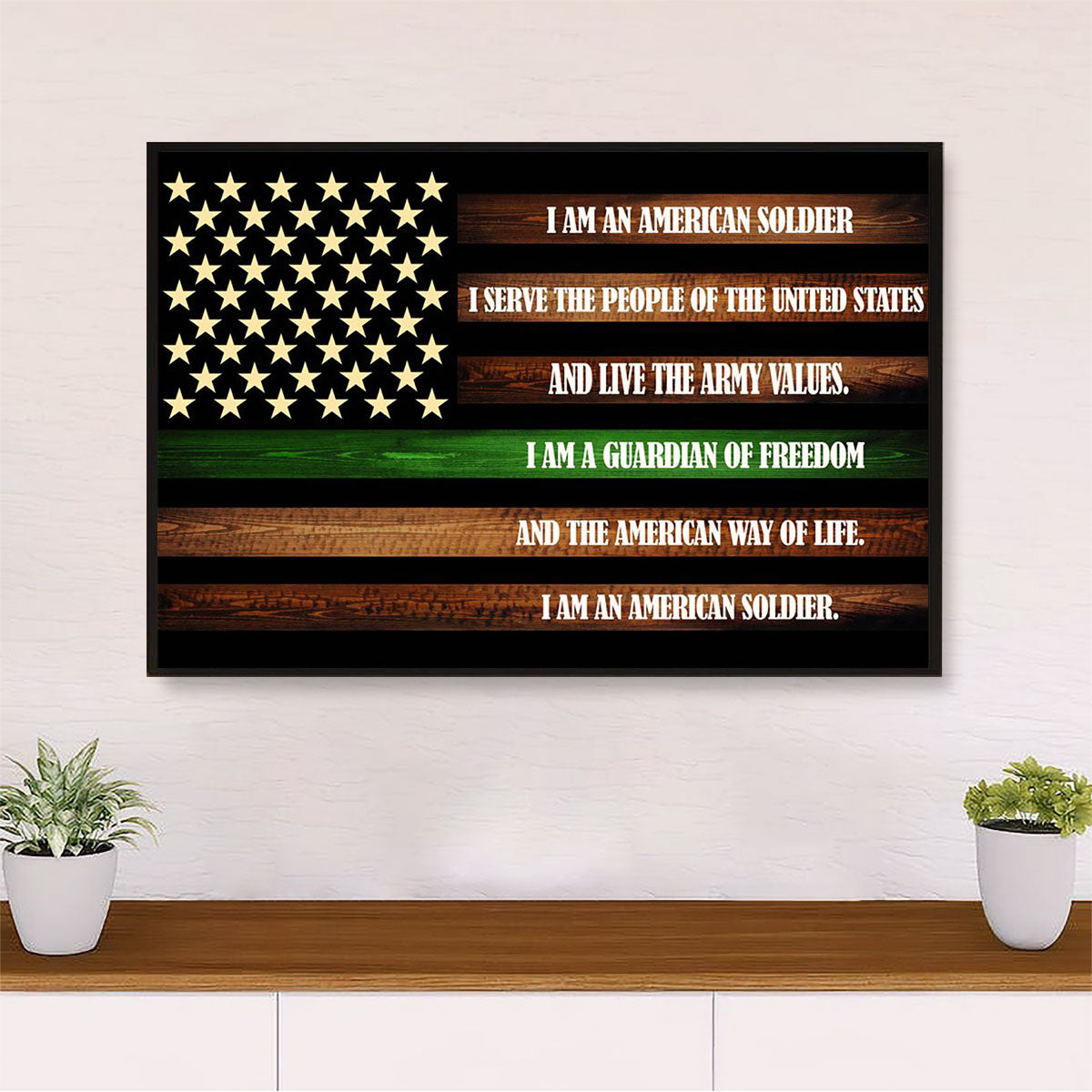 US Army Military Canvas Wall Art Prints | Us Flag American Soldier | American Independence Day Gift for Soldiers