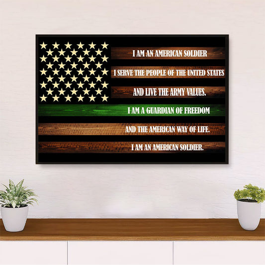 US Army Military Canvas Wall Art Prints | Us Flag American Soldier | American Independence Day Gift for Soldiers