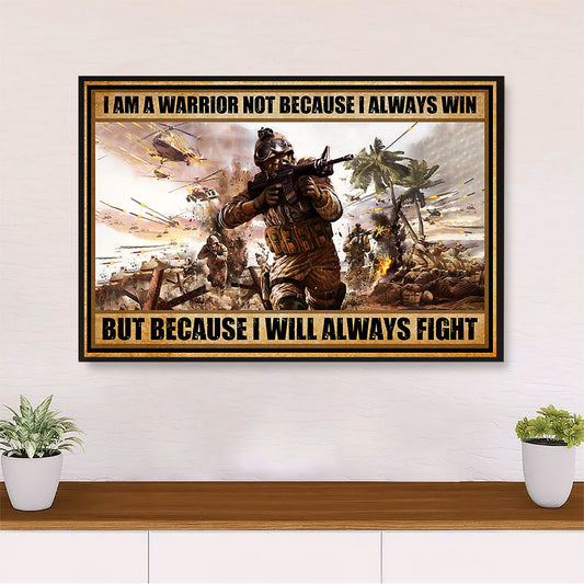 US Army Military Canvas Wall Art Prints | Warrior Always Fight | American Independence Day Gift for Soldiers