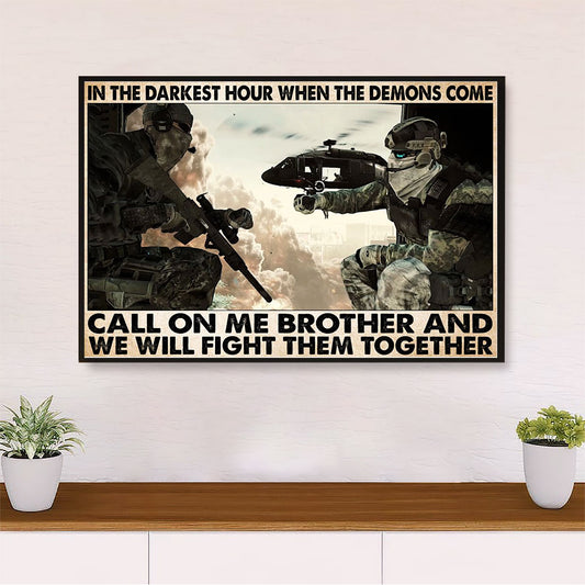 US Army Military Canvas Wall Art Prints | Brothers Soldiers Paratroopers | American Independence Day Gift for Soldiers