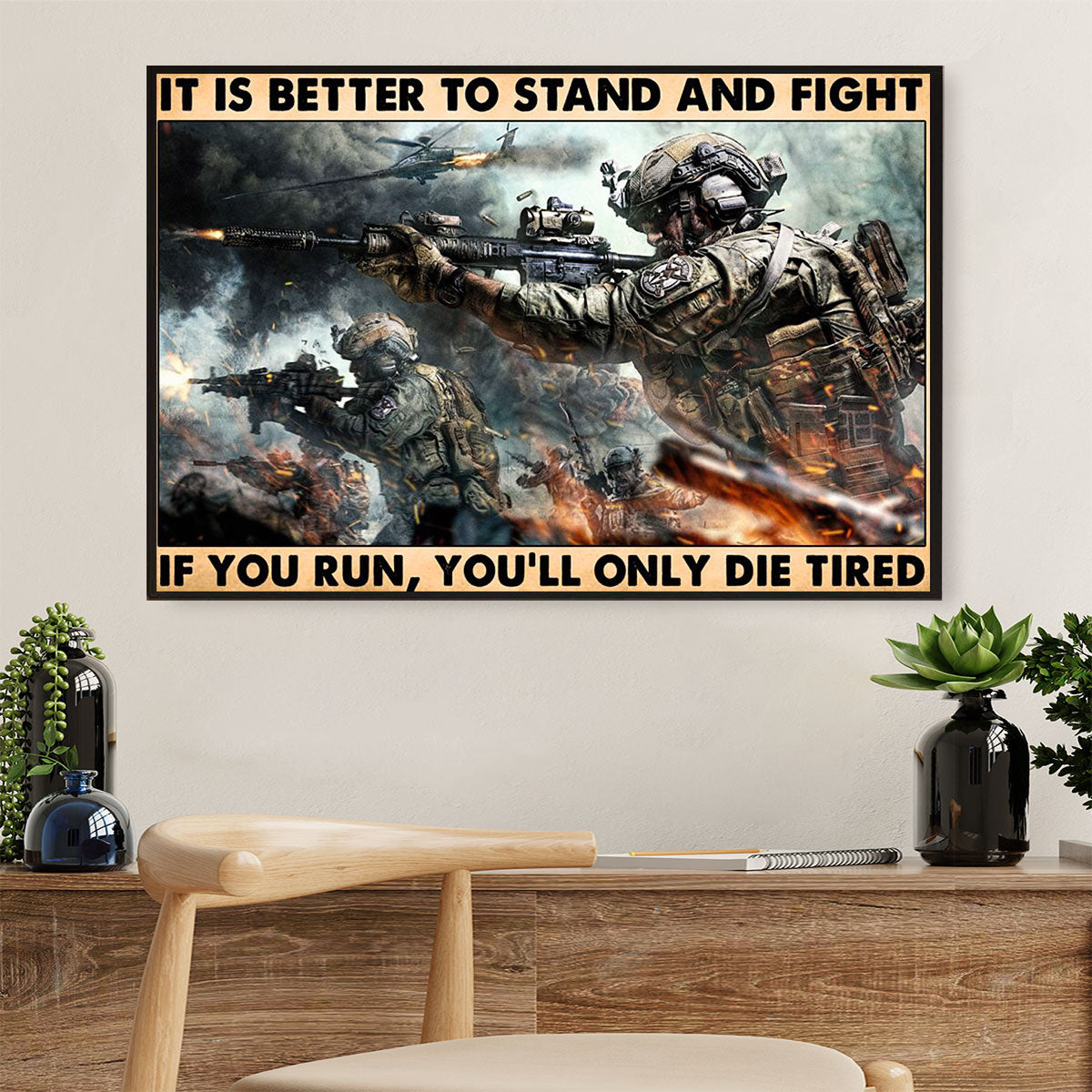 US Army Military Canvas Wall Art Prints | Stand And Fight | American Independence Day Gift for Soldiers