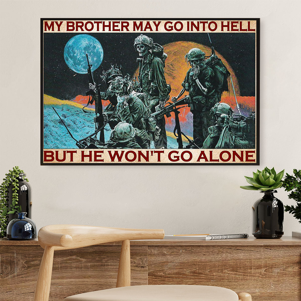 US Army Military Canvas Wall Art Prints | We Won't Go Alone | American Independence Day Gift for Soldiers