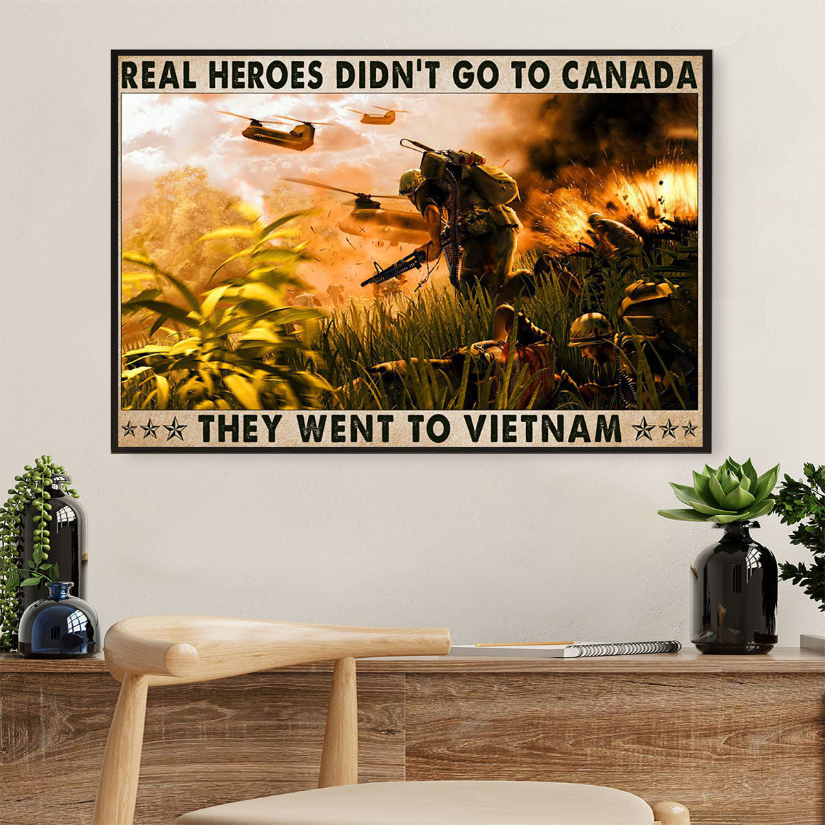 US Army Military Canvas Wall Art Prints | Real Heroes | American Independence Day Gift for Soldiers