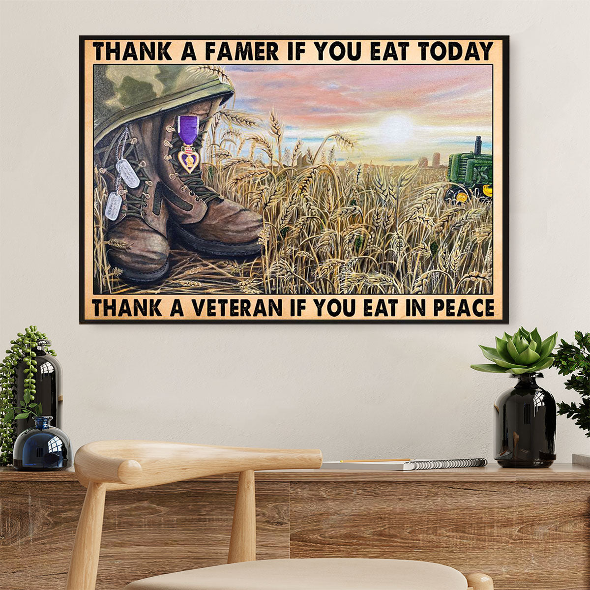US Army Military Canvas Wall Art Prints | Thank A Veteran | American Independence Day Gift for Soldiers