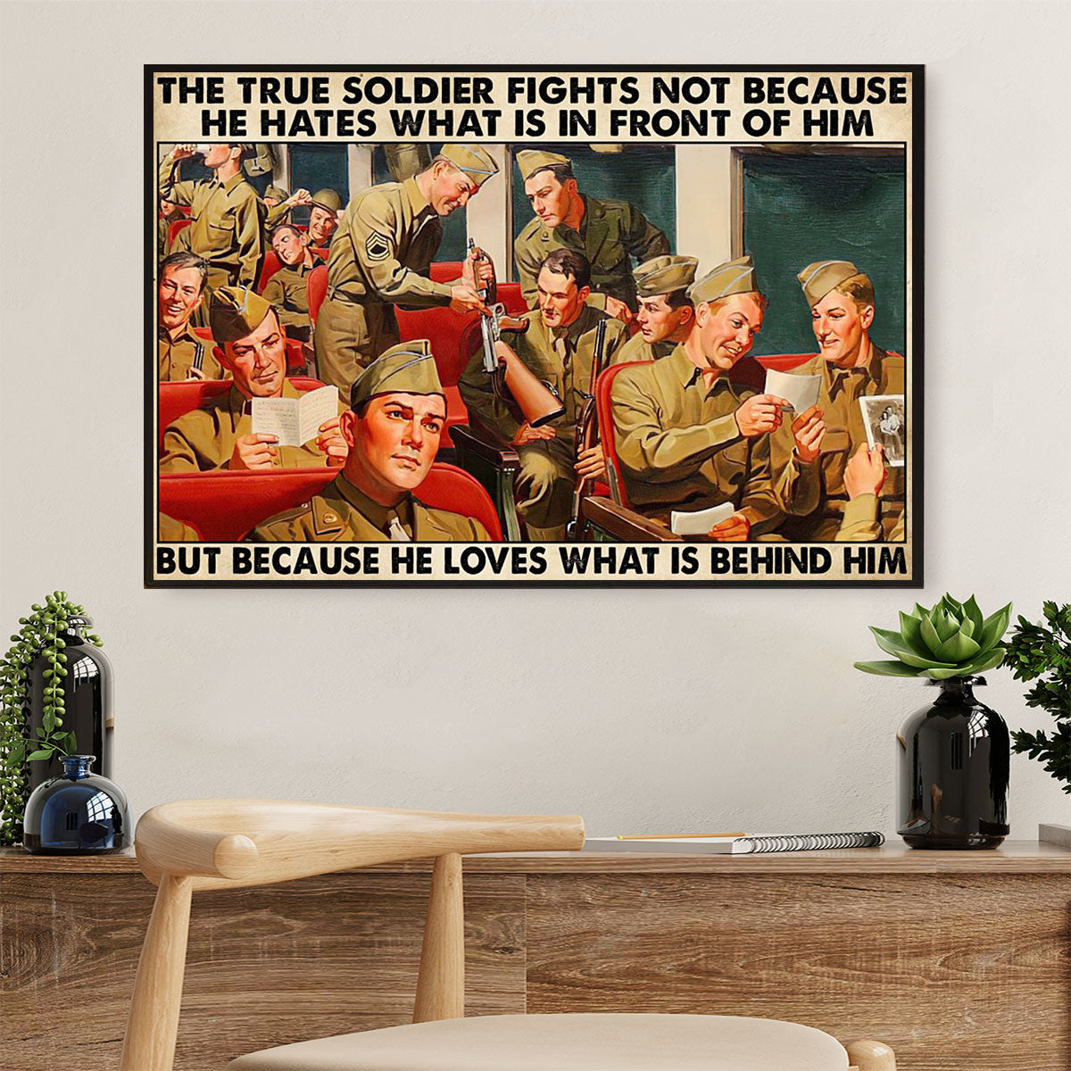 US Army Military Canvas Wall Art Prints | True Soldier | American Independence Day Gift for Soldiers