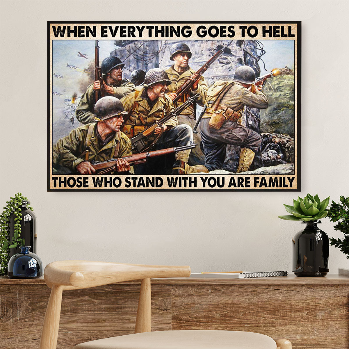 US Army Military Canvas Wall Art Prints | Family Brothers | American Independence Day Gift for Soldiers