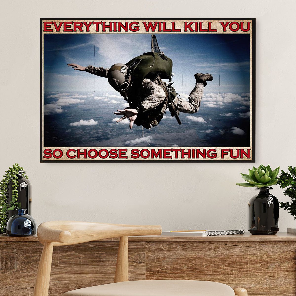 US Army Military Canvas Wall Art Prints | Choose Something Fun | American Independence Day Gift for Soldiers