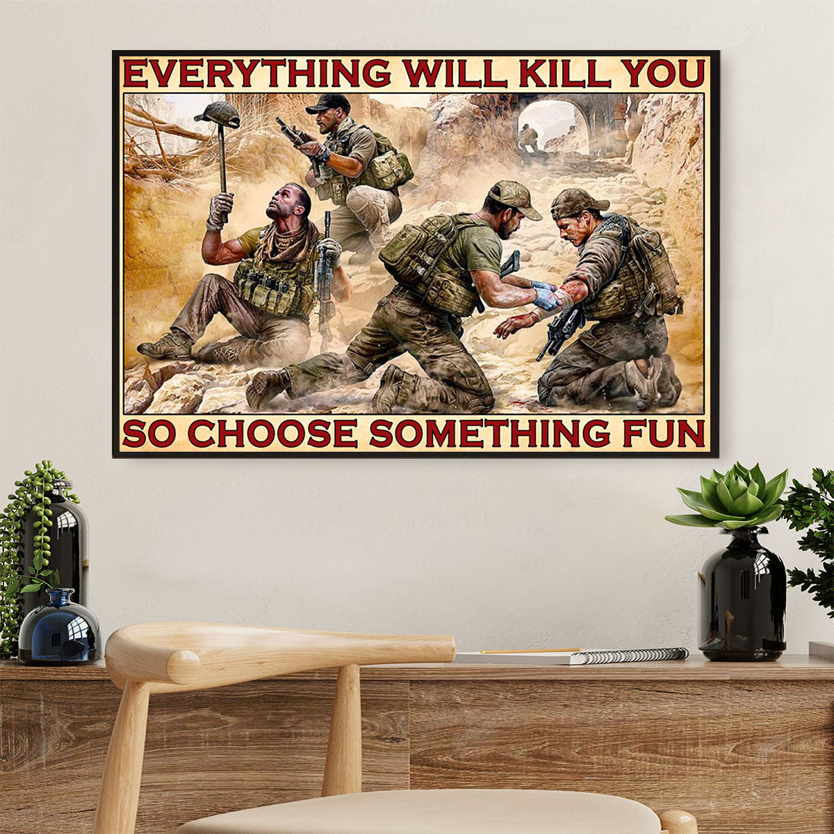 US Army Military Canvas Wall Art Prints | Choose Something Fun | American Independence Day Gift for Soldiers