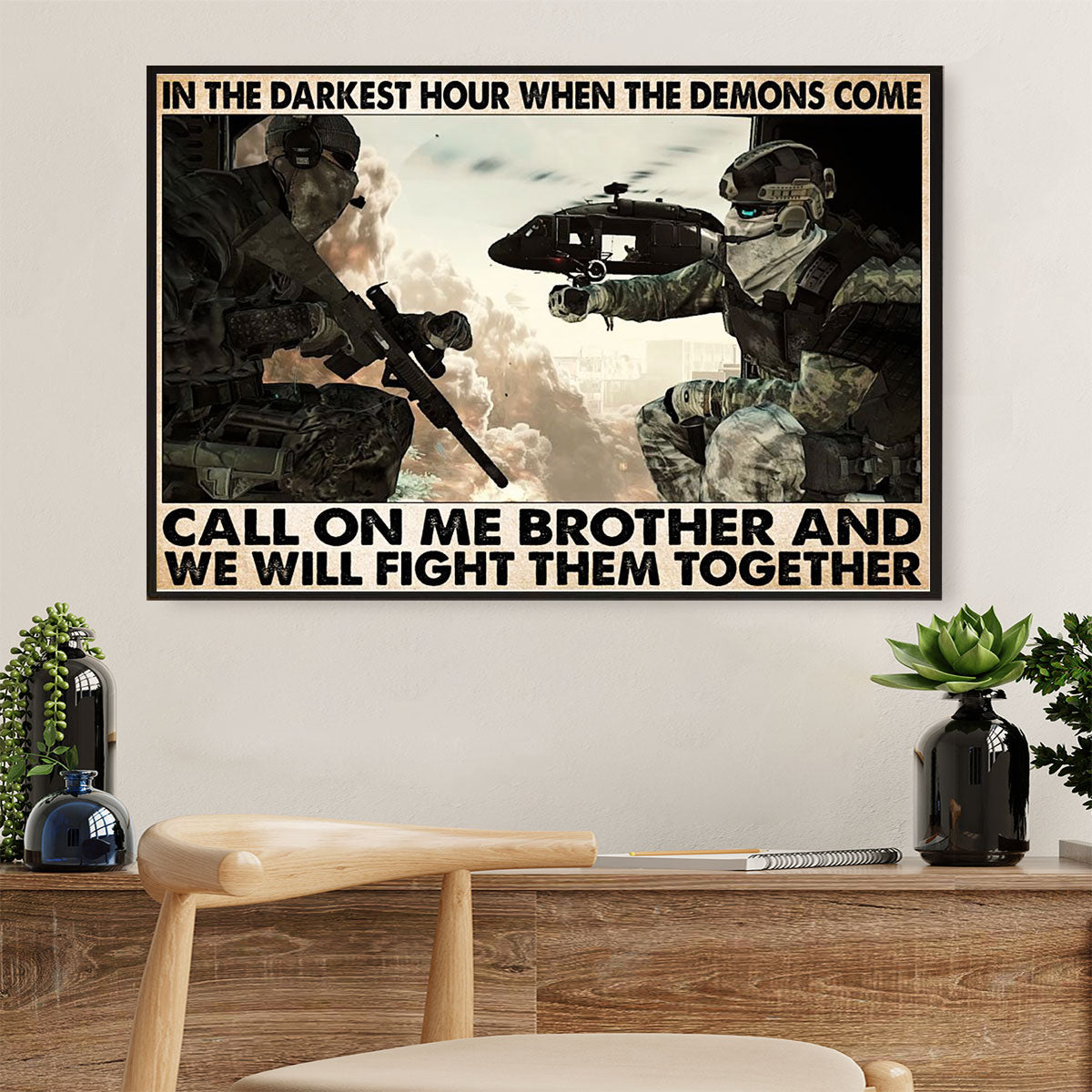 US Army Military Canvas Wall Art Prints | Brothers Soldiers Paratroopers | American Independence Day Gift for Soldiers