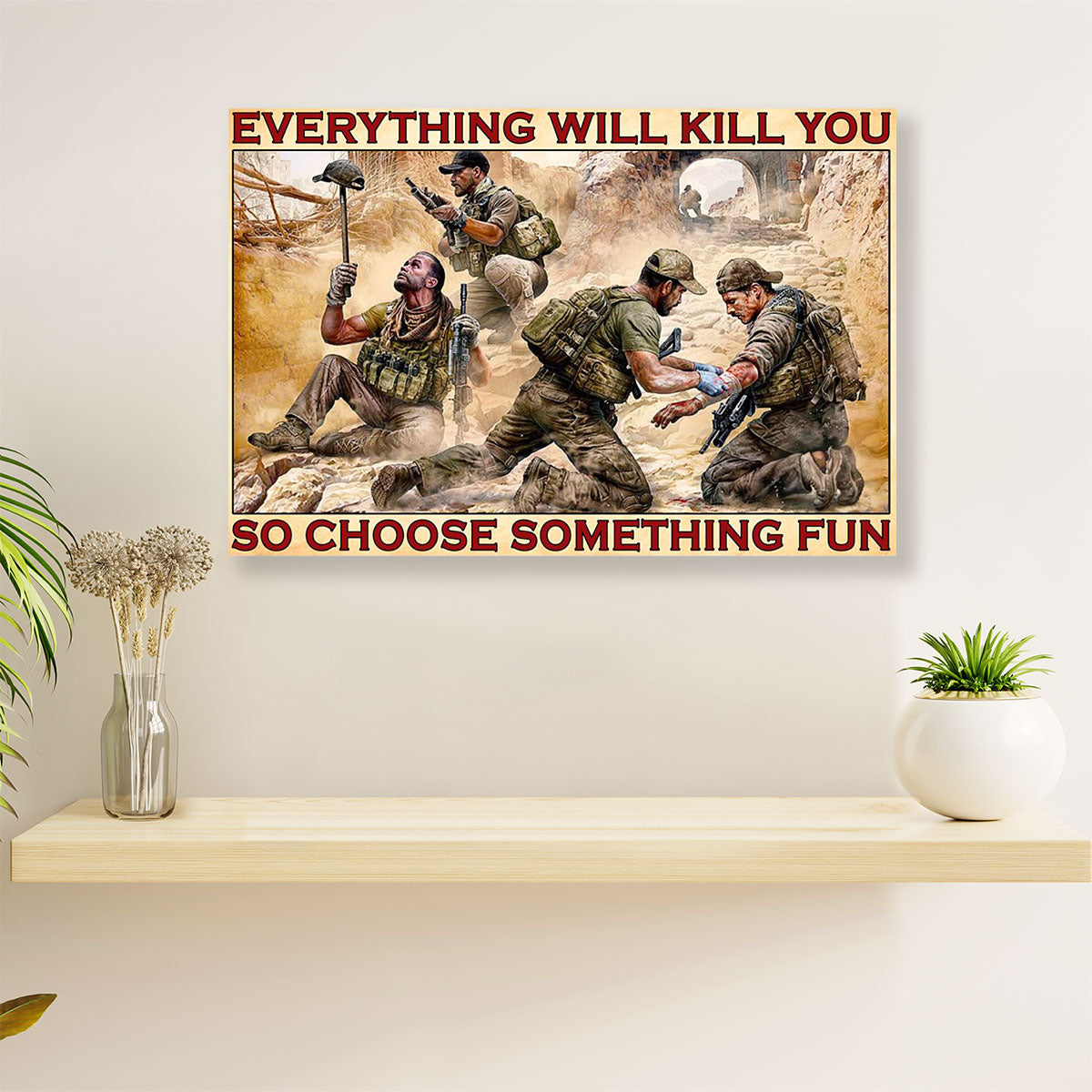 US Army Military Canvas Wall Art Prints | Choose Something Fun | American Independence Day Gift for Soldiers