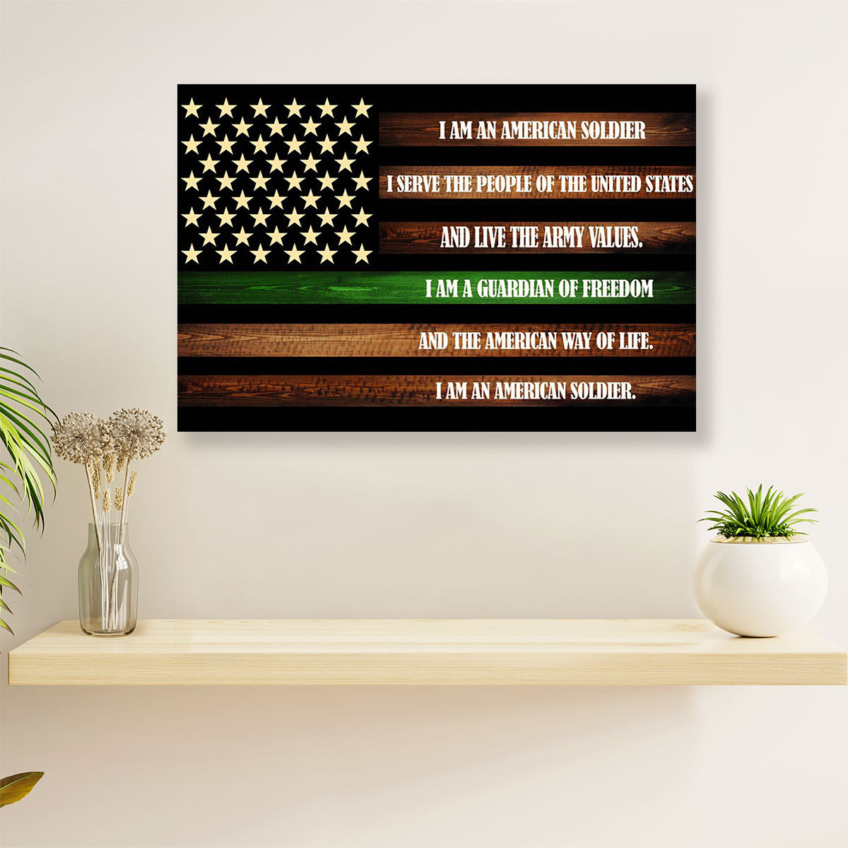US Army Military Canvas Wall Art Prints | Us Flag American Soldier | American Independence Day Gift for Soldiers