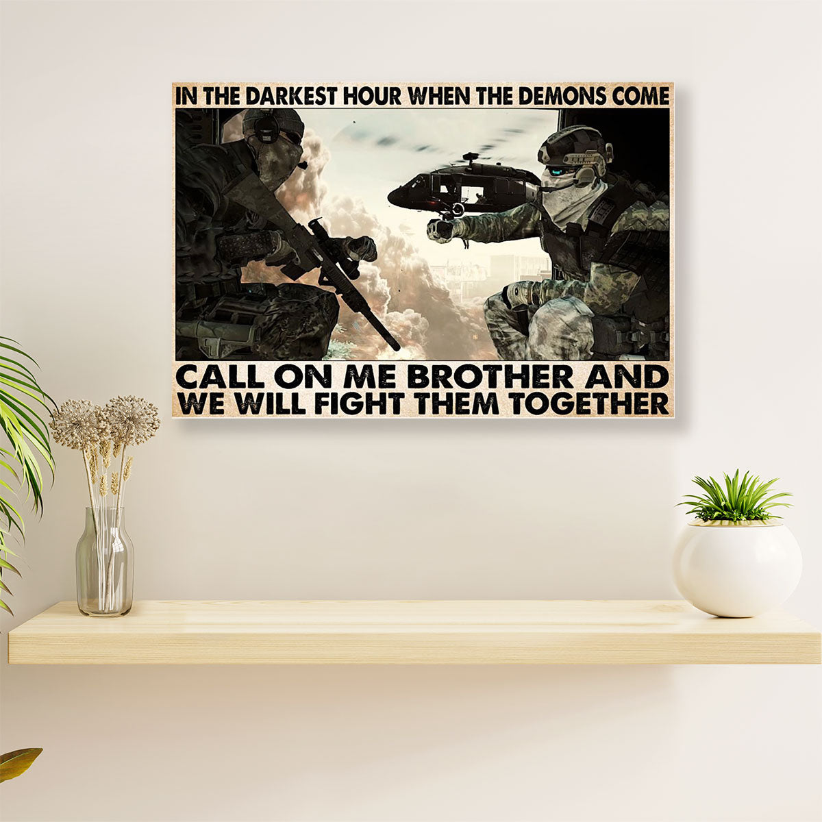 US Army Military Canvas Wall Art Prints | Brothers Soldiers Paratroopers | American Independence Day Gift for Soldiers