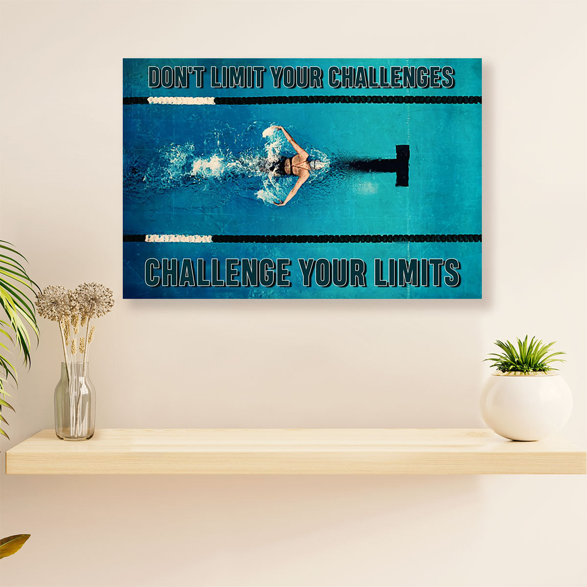 Swimming Poster Room Wall Art | Challenge Your Limits | Gift for Swimmer