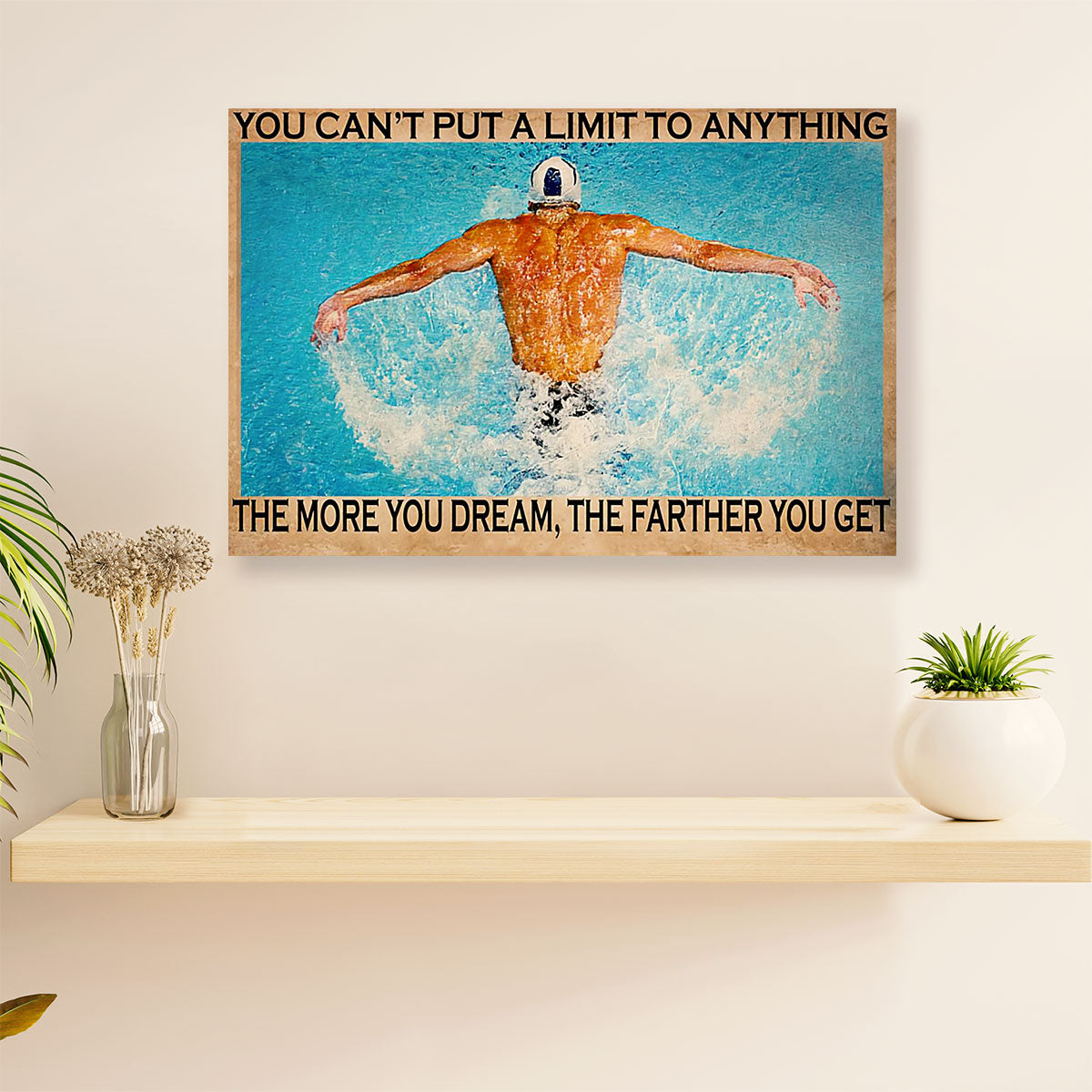 Swimming Poster Room Wall Art | The More You Dream | Gift for Swimmer