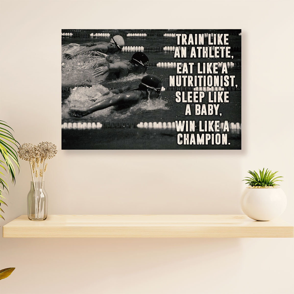 Swimming Poster Room Wall Art | Train Like Athlete | Gift for Swimmer