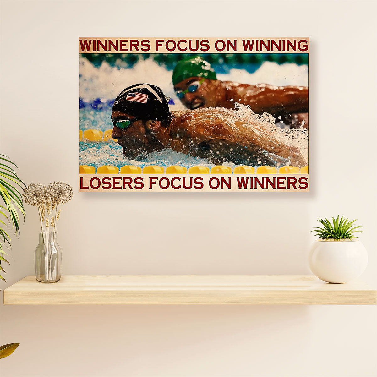 Swimming Poster Room Wall Art | Winners focus on Winning | Gift for Swimmer
