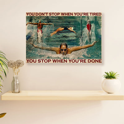 Swimming Poster Room Wall Art | Don’t Stop When Tired | Gift for Swimmer