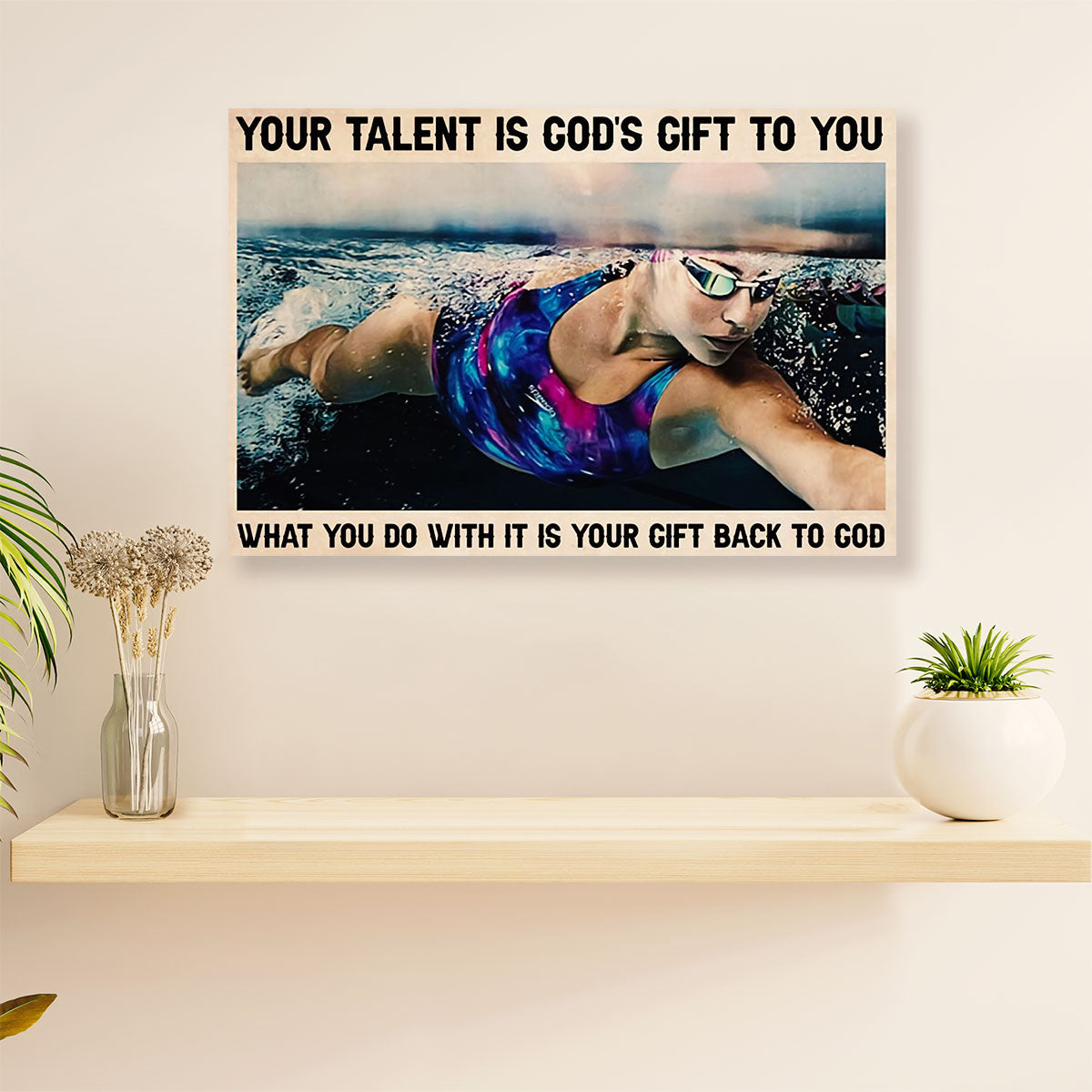 Swimming Poster Room Wall Art | God's Gift | Gift for Swimmer