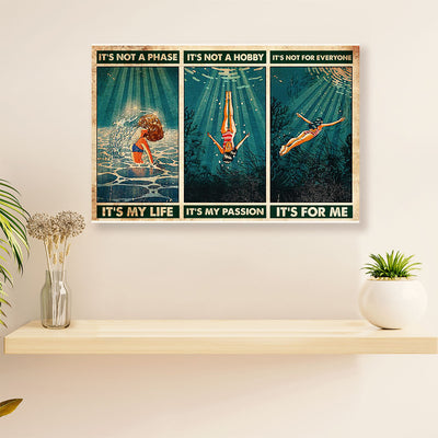 Swimming Poster Room Wall Art | Girl Swimming Is My Life | Gift for Swimmer