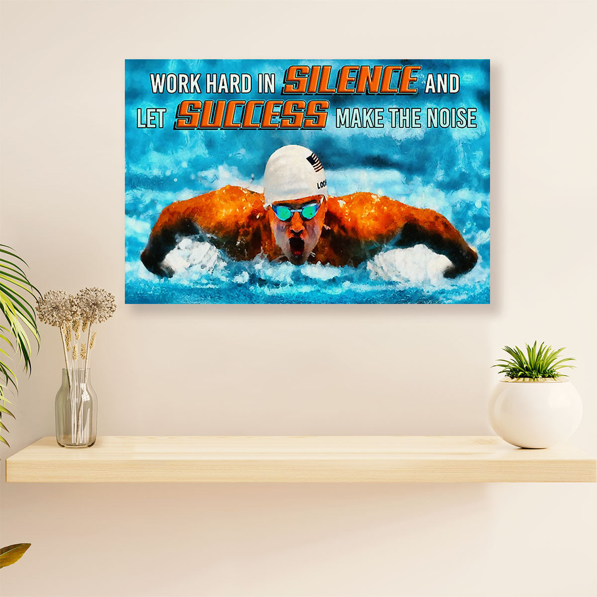 Swimming Poster Room Wall Art | Let Success Make Noise | Gift for Swimmer