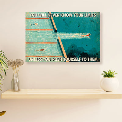 Swimming Poster Room Wall Art | Push Yourself to Your Limits | Gift for Swimmer