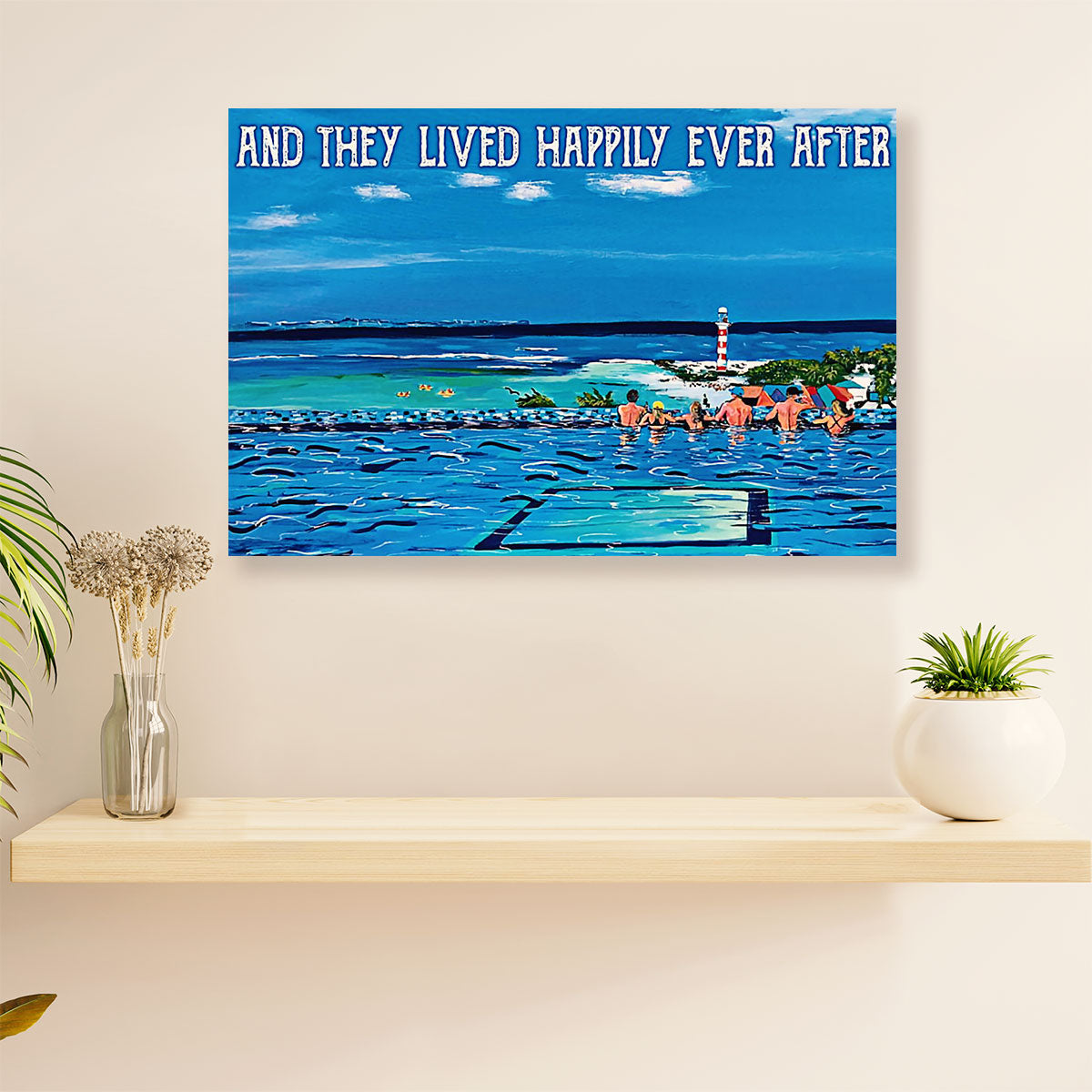 Swimming Poster Room Wall Art | They Lived Happily | Gift for Swimmer