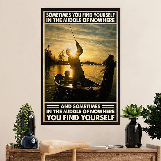 Fishing Poster Room Wall Art Prints | Middle of Nowhere | Vintage Gift for Fisherman
