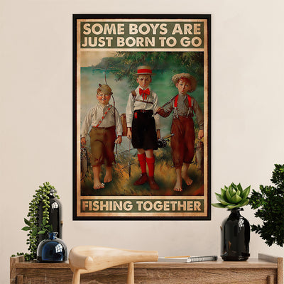 Fishing Poster Room Wall Art Prints | Bros Born to Fish | Vintage Gift for Fisherman