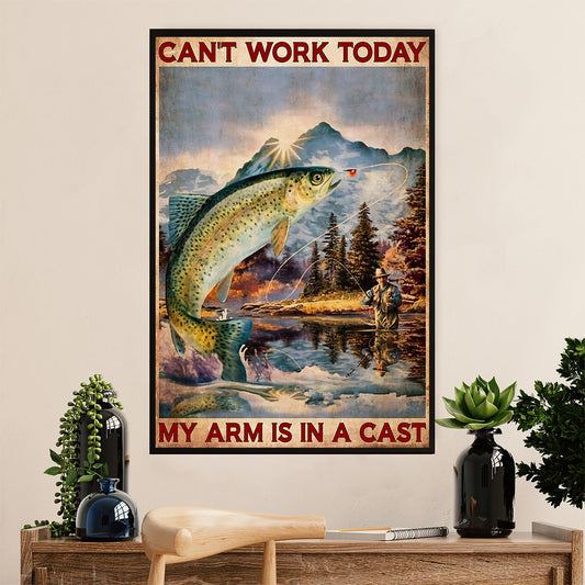Fishing Poster Room Wall Art Prints | Cant Work Today | Vintage Gift for Fisherman