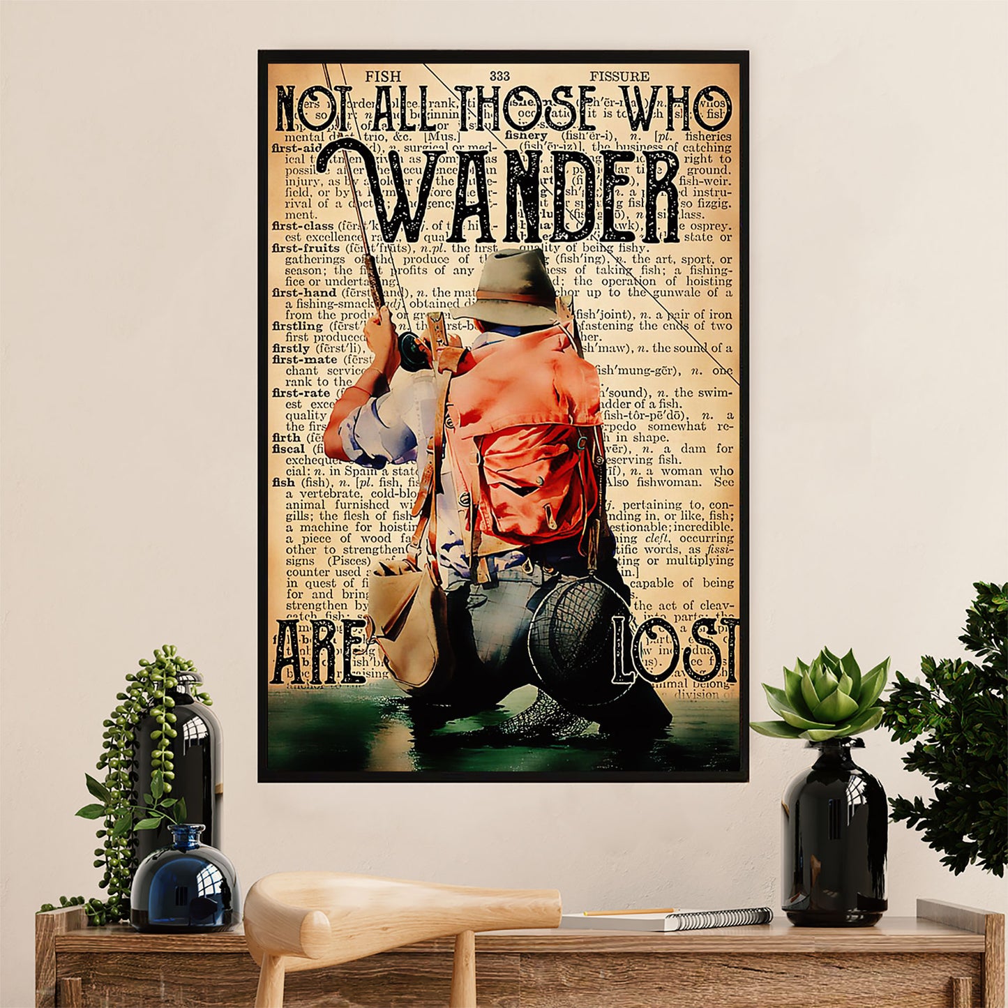 Fishing Poster Room Wall Art Prints | Wanderer | Vintage Gift for Fisherman