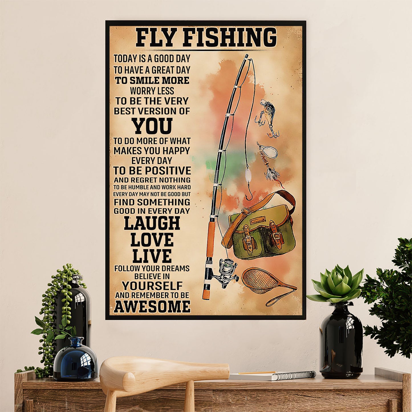 Fishing Poster Room Wall Art Prints | Fly Fishing | Vintage Gift for Fisherman