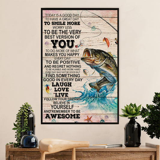 Fishing Poster Room Wall Art Prints | Laugh Love Live | Vintage Gift for Fisherman