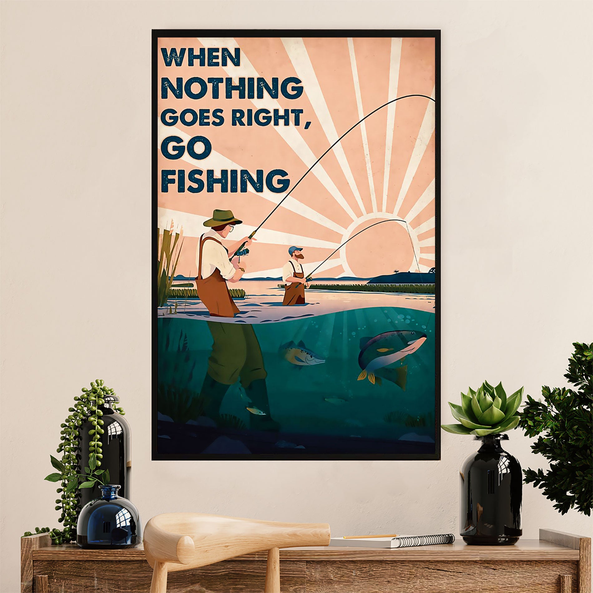 Fishing Poster Room Wall Art Prints, Men Go Fishing