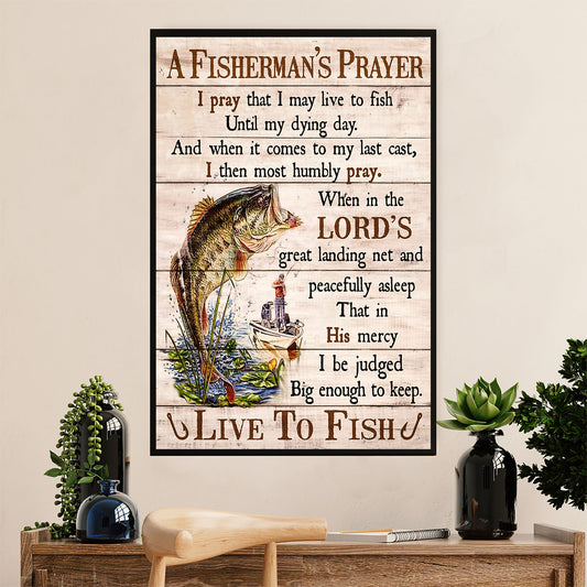 Fishing Poster Room Wall Art Prints | Fisherman's Prayer | Vintage Gift for Fisherman
