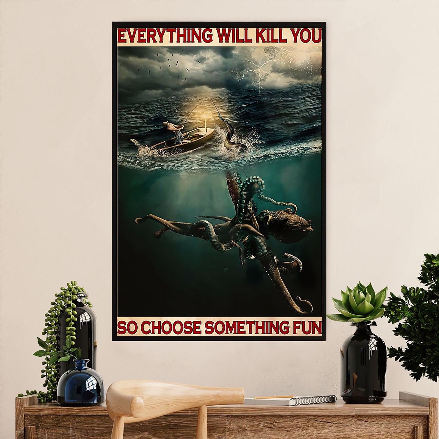 Fishing Poster Room Wall Art Prints | Choose Something Fun | Vintage Gift for Fisherman