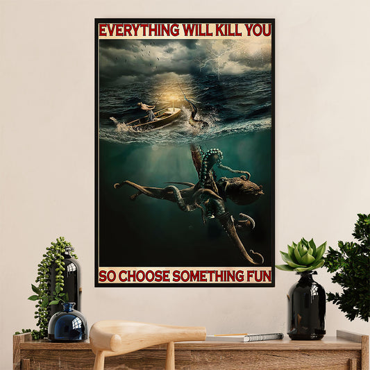 Fishing Poster Room Wall Art Prints | Choose Something Fun | Vintage Gift for Fisherman
