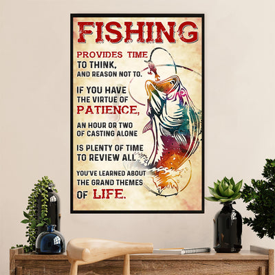 Fishing Poster Room Wall Art Prints | Fishing Provides Time | Vintage Gift for Fisherman