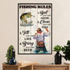 Fishing Poster Room Wall Art Prints | Fishing Rules | Vintage Gift for Fisherman