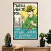 Fishing Poster Room Wall Art Prints | Play with his Fly | Vintage Gift for Fisherman