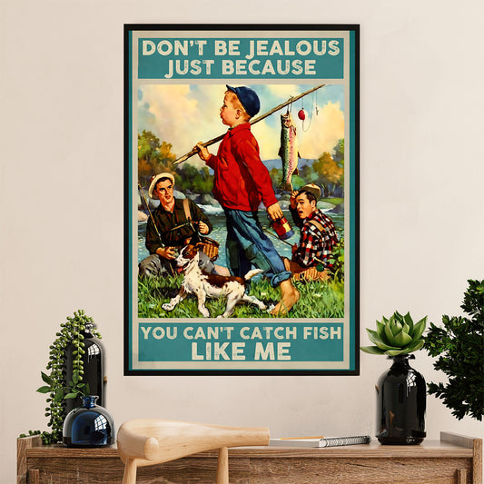 Fishing Poster Room Wall Art Prints | Don't Be Jealous | Vintage Gift for Fisherman