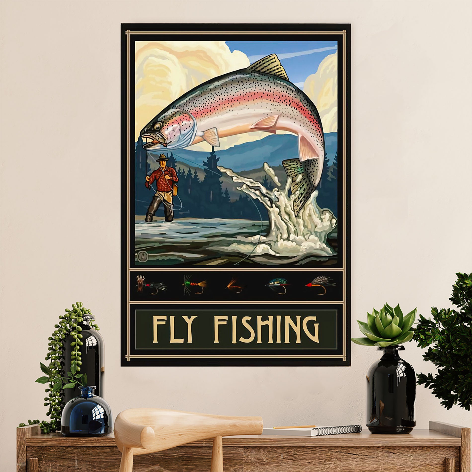 Fishing Poster Room Wall Art Prints, Fly Fishing