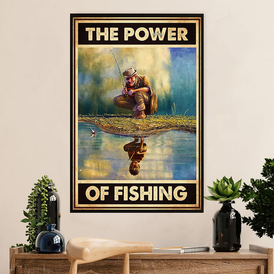 Fishing Poster Room Wall Art Prints | Power of Fishing | Vintage Gift for Fisherman