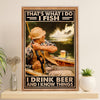 Fishing Poster Room Wall Art Prints | I Fish & Beer | Vintage Gift for Fisherman