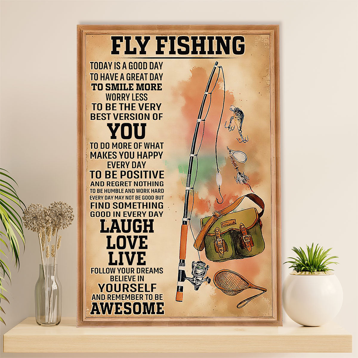 Fishing Poster Room Wall Art Prints, Fly Fishing