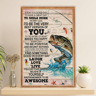 Fishing Poster Room Wall Art Prints | Laugh Love Live | Vintage Gift for Fisherman