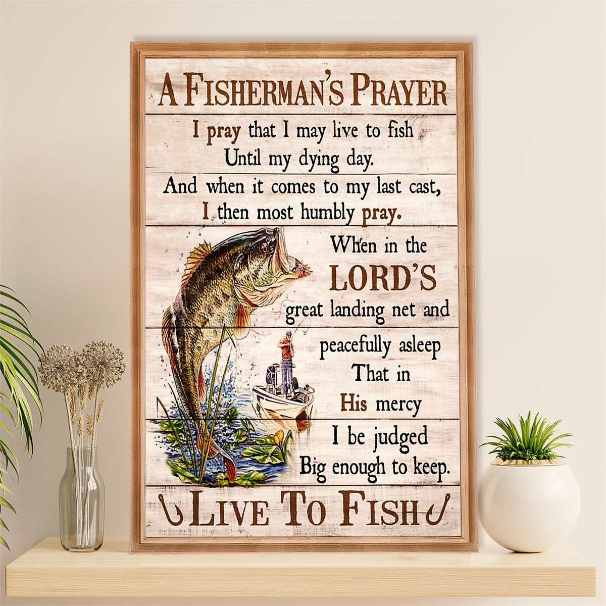 Fishing Poster Room Wall Art Prints | Fisherman's Prayer | Vintage Gift for Fisherman