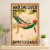 Fishing Poster Room Wall Art Prints | She Lived Happily | Vintage Gift for Fisherman