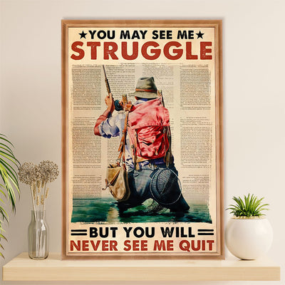 Fishing Poster Room Wall Art Prints | Never See Me Quit | Vintage Gift for Fisherman