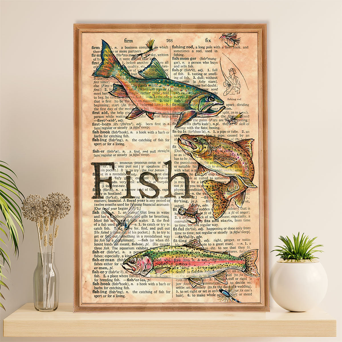 Fishing Poster Room Wall Art Prints | Fish Definition | Vintage Gift for Fisherman