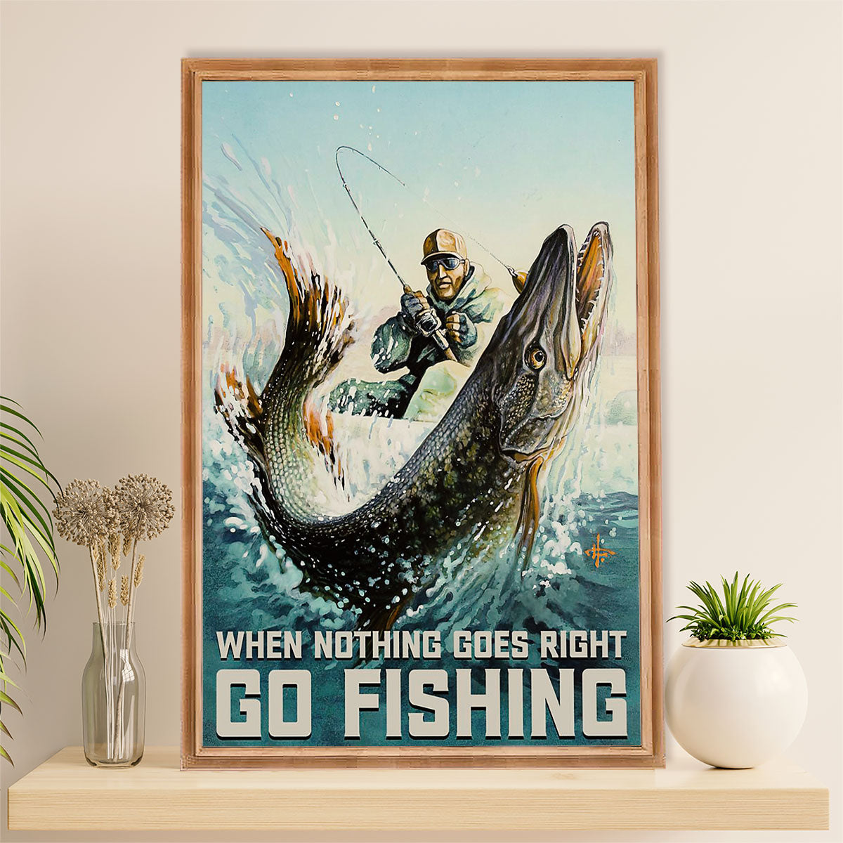 Fishing Wall Poster Funny Fishing Sometimes It's A Fish Fishing Wall Art  Print Poster Home Decor (20″ × 30″)
